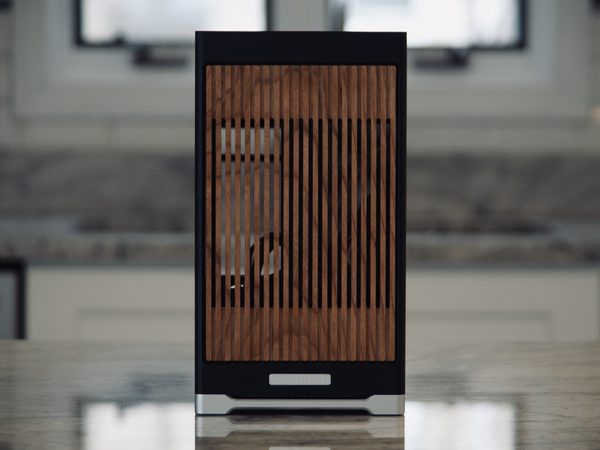 A Pantheon with a wooden fascia, on a kitchen counter